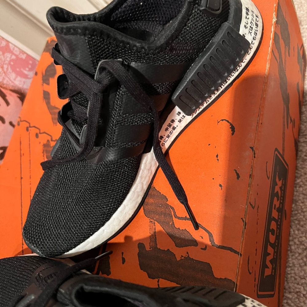 NMD R1 J Adidas Kids Black Sneakers with White Sole